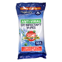 Hygienics AntiViral Disinfectant Wipes 50s